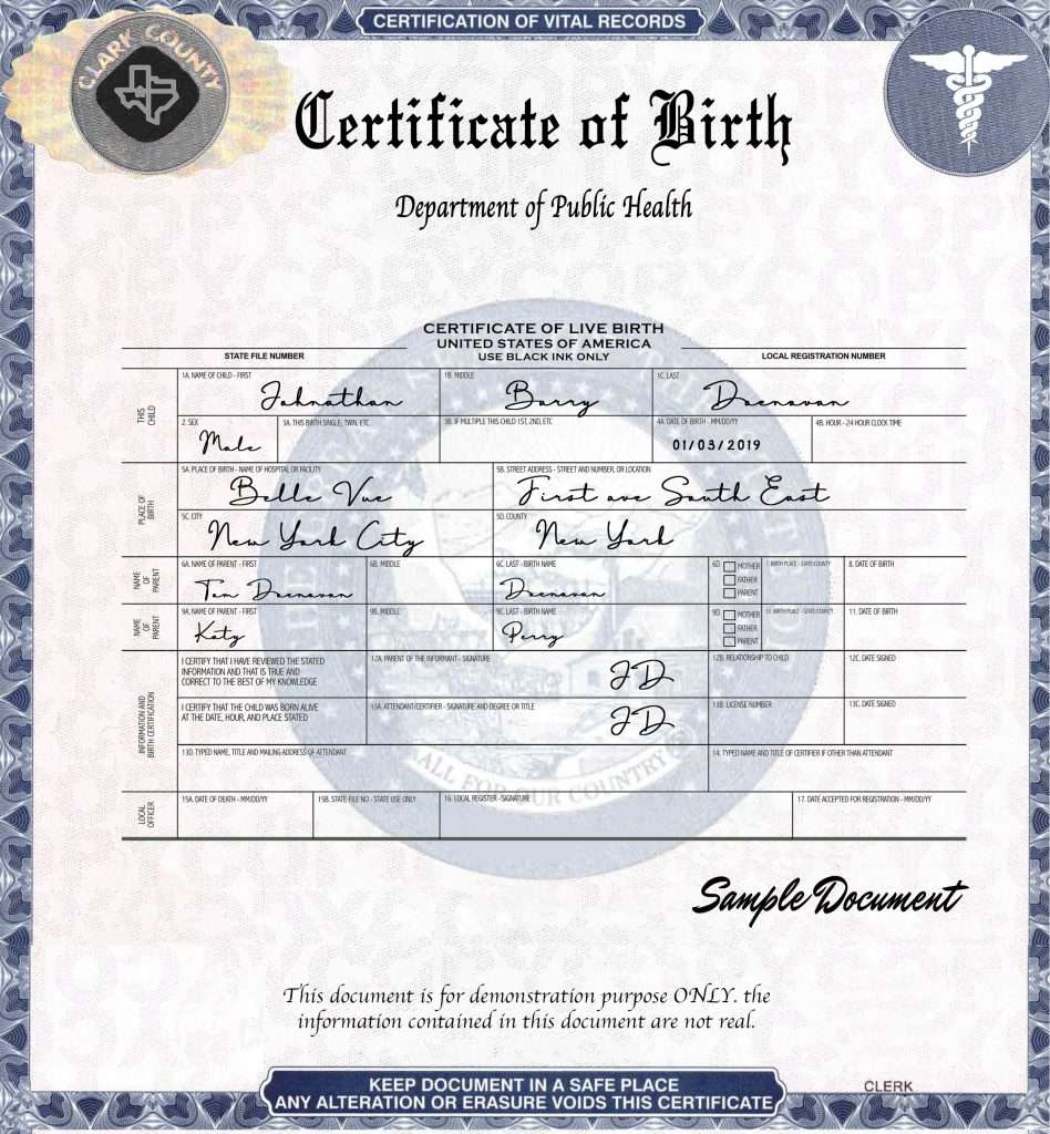 Birth certificate services