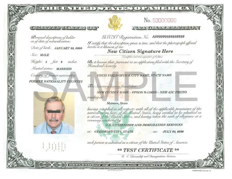 Certificate of naturalization services
